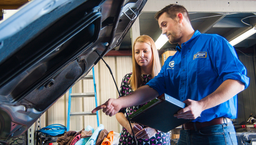 service man in garage